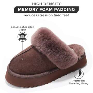 Project Cloud Slippers for Women - 100% Genuine Suede Womens platform slippers for women - Memory Fo...