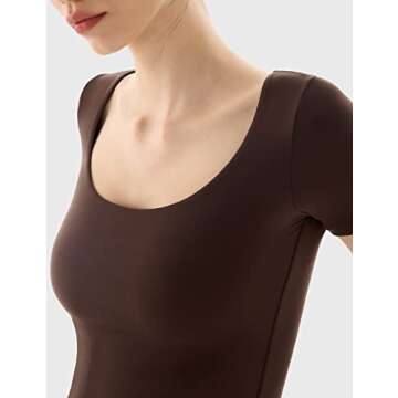 PUMIEY T Shirt for Women Short Sleeve Slim Fit Tops Scoop Neck Sexy Tee Women Clothing Tiramisu Large