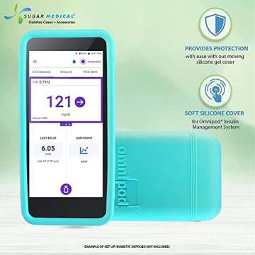 Sugar Medical Omnipod 5 Gel Skin Case | PDM Protective Cover | Protect Omnipod 5| Diabetes Care(Aqua)