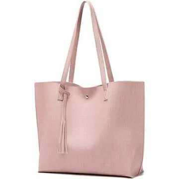 Dreubea Women's Faux Leather Tote Bag with Tassel