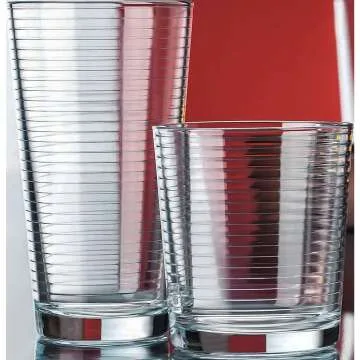 Le'raze 16pc Ribbed Glassware Set - Durable & Elegant