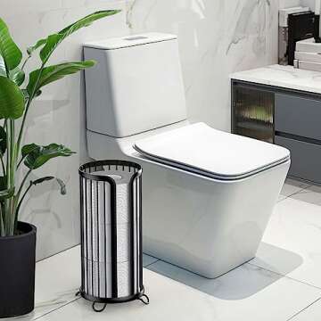 Bunoxea Toilet Paper Holder Stand, Freestanding Toilet Tissue Organizer, Minimalistic Storage Soluti...