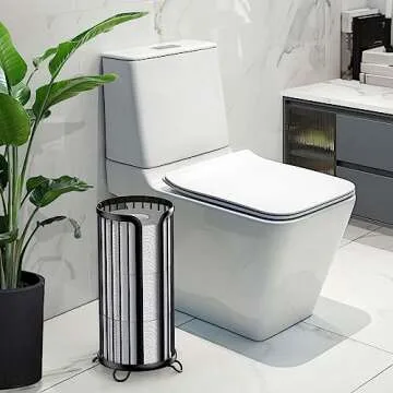 Bunoxea Toilet Paper Holder Stand, Freestanding Toilet Tissue Organizer, Minimalistic Storage Soluti...