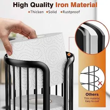 Bunoxea Toilet Paper Holder Stand, Freestanding Toilet Tissue Organizer, Minimalistic Storage Solution, Reserve Mega Rolls-Modern Black
