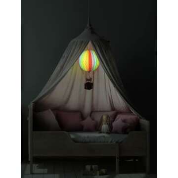 Authentic Models LED Hot Air Balloon Lanterns: Magical Night Sky Decor | Hot Air Balloon Decor | LED Lantern Decor for Enchanting Evenings | Remote Control Included - Travels Light LED, Pink Light