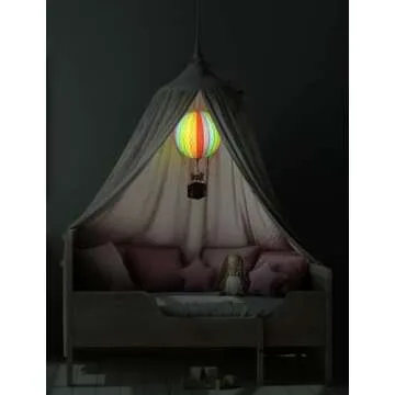 Authentic Models LED Hot Air Balloon Lanterns: Magical Night Sky Decor | Hot Air Balloon Decor | LED Lantern Decor for Enchanting Evenings | Remote Control Included - Travels Light LED, Pink Light