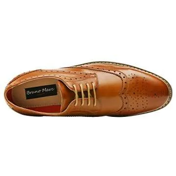 Bruno HOMME MODA ITALY PRINCE Men's Classic Modern Oxford Wingtip Lace Dress Shoes,PRINCE-3-BROWN,11 D(M) US