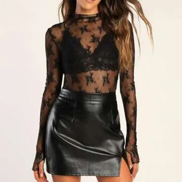 Sheer Mesh Long Sleeve Top for Women - Elegant & Versatile