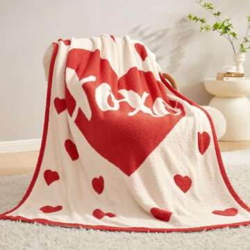Snuggle Sac Love Throw Blanket Valentine's Day Blanket for Couch, Lux Microfiber Super Soft Warm XOX...