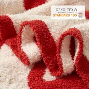 Snuggle Sac Love Throw Blanket Valentine's Day Blanket for Couch, Lux Microfiber Super Soft Warm XOXO Blankets Valentines Day Gift, Ultra Cozy Throws for Bed Sofa Travel, Red, 50x60 inches