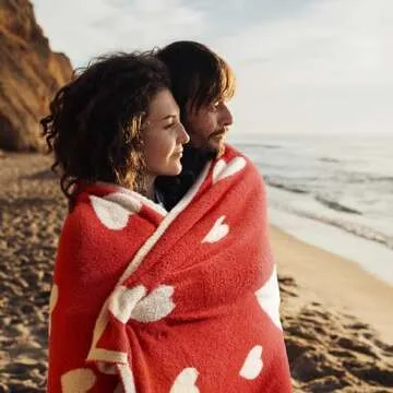 Snuggle Sac Love Throw Blanket Valentine's Day Blanket for Couch, Lux Microfiber Super Soft Warm XOXO Blankets Valentines Day Gift, Ultra Cozy Throws for Bed Sofa Travel, Red, 50x60 inches