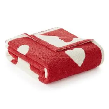 Snuggle Sac Love Throw Blanket Valentine's Day Blanket for Couch, Lux Microfiber Super Soft Warm XOXO Blankets Valentines Day Gift, Ultra Cozy Throws for Bed Sofa Travel, Red, 50x60 inches