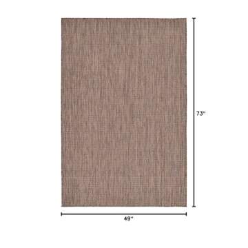 Unique Loom Collection Casual Transitional Solid Heathered Indoor/Outdoor Flatweave Area Rug (4' 1" ...