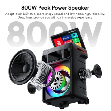 Smart Karaoke Machine with 14.1 Inch HD Screen and Dual Mics