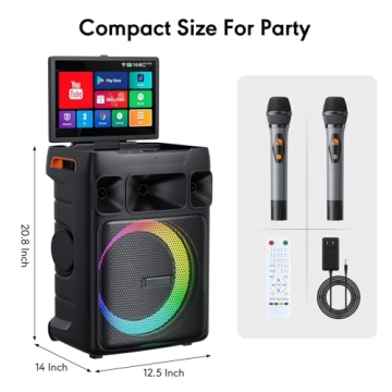 Smart Karaoke Machine with 14.1 Inch HD Screen and Dual Mics