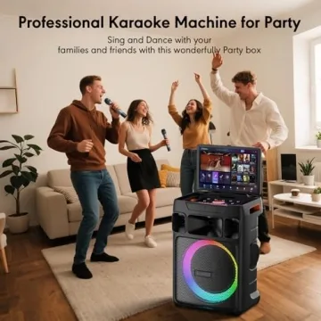 Smart Karaoke Machine with 14.1 Inch HD Screen and Dual Mics