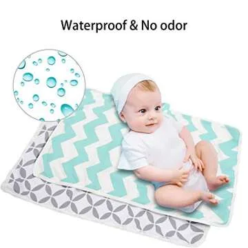 Portable Changing Pad, 2 Pack Baby Waterproof Diaper Changing Pad Reusable and Washable Newborn Travel Mat Station for Home Travel Outside