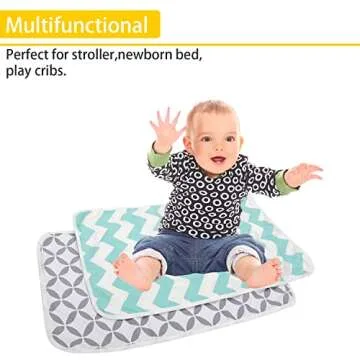 Portable Changing Pad, 2 Pack Baby Waterproof Diaper Changing Pad Reusable and Washable Newborn Travel Mat Station for Home Travel Outside