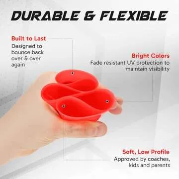 Pro Disc Cones (Set of 50) - Agility Soccer Cones with Carry Bag and Holder for Sports Training, Football, Basketball, Coaching, Practice Equipment, Kids - Includes 15 Best Drills Book (Multi-Color)