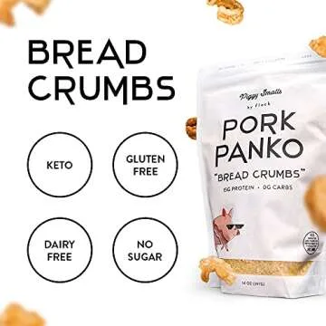 Pork Panko Keto Bread Crumbs, High Protein Healthy Keto Pork Rind Crumbs, Crushed Gluten Free Rinds with Zero Sugar or Carbs, Paleo Friendly Food – No Carb Healthy Breadcrumbs, 14oz
