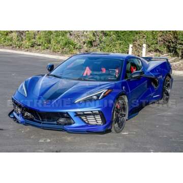 Replacement for 2020-Present Chevrolet Corvette C8 All Models | Performance Package Front Side Wheel Trim Molding Fender Flares Extension Pair (ABS Plastic - Painted Carbon Flash Metallic)