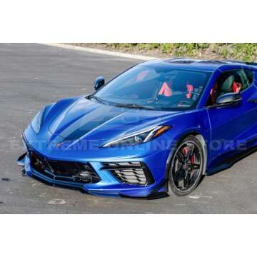 Replacement for 2020-Present Chevrolet Corvette C8 All Models | Performance Package Front Side Wheel Trim Molding Fender Flares Extension Pair (ABS Plastic - Painted Carbon Flash Metallic)