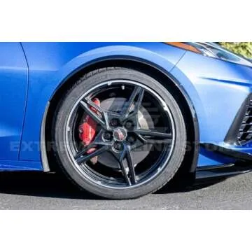 Replacement for 2020-Present Chevrolet Corvette C8 All Models | Performance Package Front Side Wheel Trim Molding Fender Flares Extension Pair (ABS Plastic - Painted Carbon Flash Metallic)