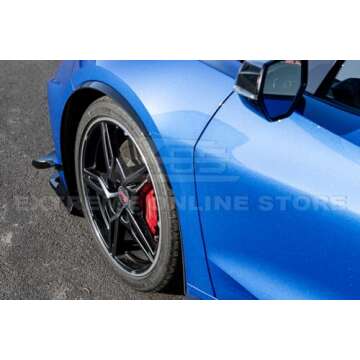 Replacement for 2020-Present Chevrolet Corvette C8 All Models | Performance Package Front Side Wheel Trim Molding Fender Flares Extension Pair (ABS Plastic - Painted Carbon Flash Metallic)