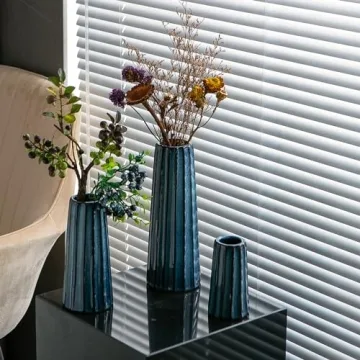 Mowtanco Blue Ceramic Vases - Set of 3