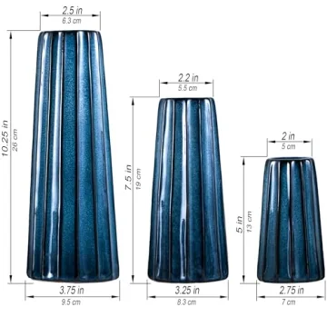 Mowtanco Blue Ceramic Vases - Set of 3
