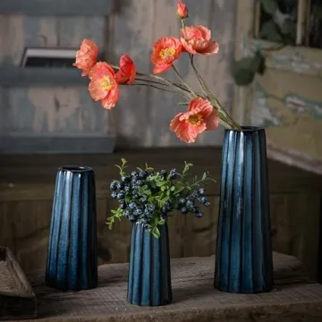 Mowtanco Blue Ceramic Vases - Set of 3
