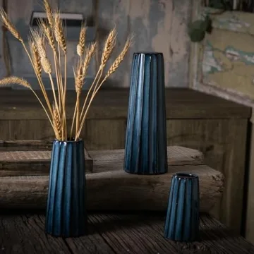 Mowtanco Blue Ceramic Vases - Set of 3