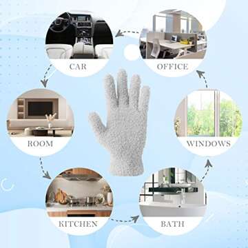Evridwear Microfiber Gloves for Plant Dusting,Resuable Leaf Cleaning Glove for Houseplants,Blinds,Furniture and Small Objects