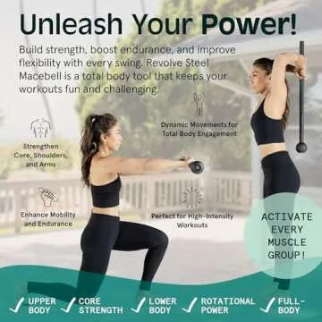 Retrospec Steel Macebell 5 to 30lbs for Men & Women Steel Mace Strength Training & Full Body Workouts, Matte Black