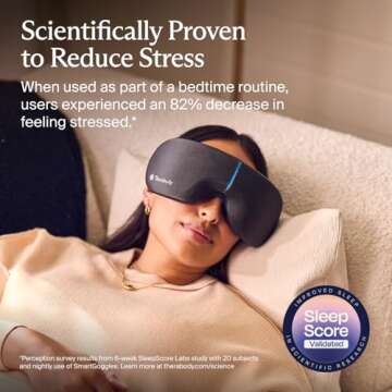 Therabody SmartGoggles 2.0 Heated Eye Mask & Eye Massager - Blackout Sleep Mask & Temple Massage for Personalized Relaxation, Stress Relief & Headache Relief