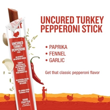 Healthy Uncured Pepperoni Turkey Snack Sticks 24 Pack