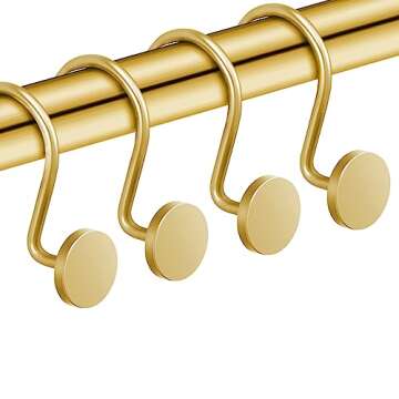ZESLMG Shower Curtain Hooks - Heavy Duty Rustproof Metal 12 Pack
