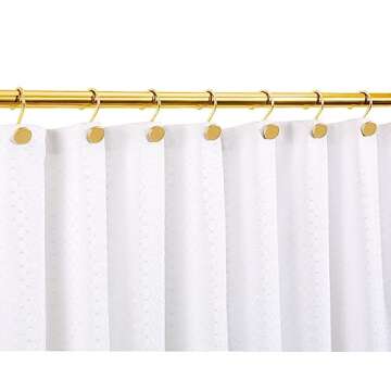 ZESLMG Gold Rustproof Shower Curtain Hooks Set of 12