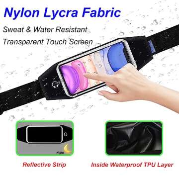 QUANFUN Running Belt for Women Men, Fanny Pack, Belt Bag, Money Belt, Waterproof Workout Waist Pouch...