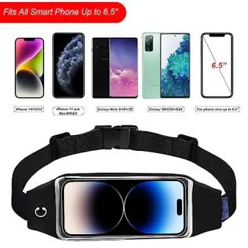 QUANFUN Running Belt for Women Men, Fanny Pack, Belt Bag, Money Belt, Waterproof Workout Waist Pouch Phone Holder with Touchscreen, Gym Running Gift Gear Accessories fits Phones UP to 6.5", Black