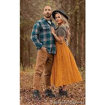 Exlura Women’s High Waist Polka Dot Skirt Mustard Yellow