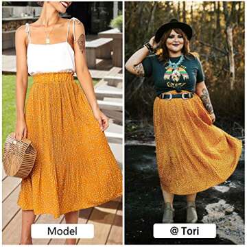 Exlura Women’s High Waist Polka Dot Skirt Mustard Yellow