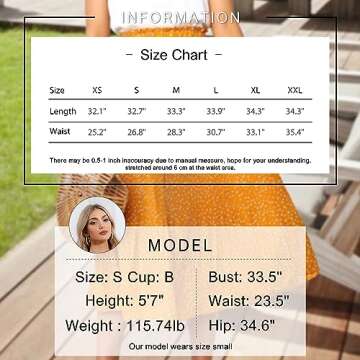 Exlura Women’s High Waist Polka Dot Skirt Mustard Yellow