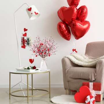 Sggvecsy Heart Shaped Berry Picks 6 Pcs Artificial Red Berry Twig Flowers Stem Branches with Red Pink Heart Valentine’s Day Gifts for Valentine’s Day Anniversary Flower Bouquets Wedding Home Decor