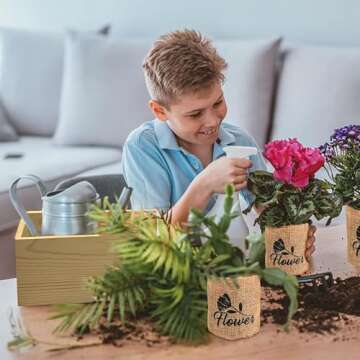 Meekear Indoor Starter 4 Kit with Complete Gardening Kit & Wooden Box, Growing into Shasta Daisy, Cornflower, Sunflower, Zinnia