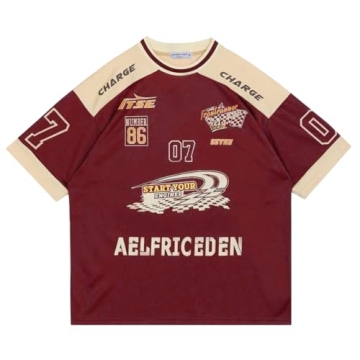 Aelfric Eden Mens Vintage Jersey Oversize Shirts Summer Unisex Printed Casual Racing Tee Streetwear ...