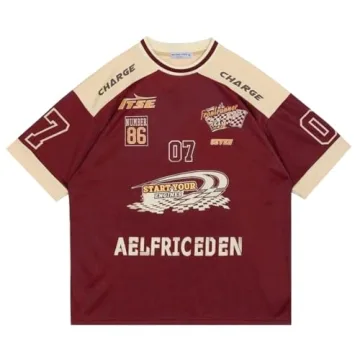 Aelfric Eden Mens Vintage Jersey Oversize Shirts Summer Unisex Printed Casual Racing Tee Streetwear ...