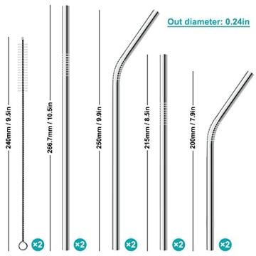 SENHAI Eco-Friendly Stainless Steel Straw Set 8 pcs