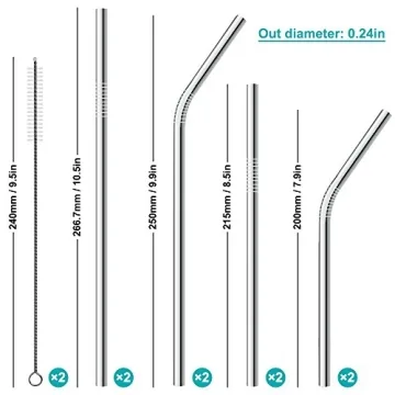SENHAI Eco-Friendly Stainless Steel Straw Set 8 pcs