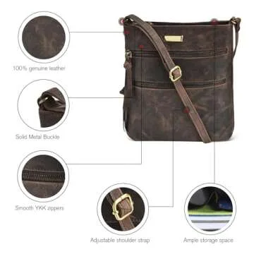 ESTALON Leather Crossbody Purses For Women - Trendy Women's Crossbody Handbags - Medium Size Shoulder Bags For Ladies